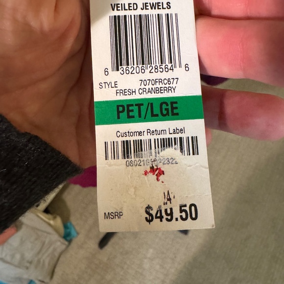 Alfani Mesh Cranberry Striped Paneled Top, Fushia, Purple, Petite Large, New - Picture 3 of 5